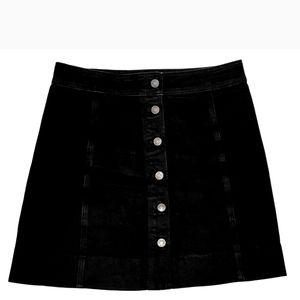 J. Crew Mercantile Black Denim Button Front Skirt Short Stretch Cotton Size 22